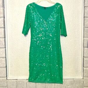 BCBG Max Azria light green sequin fitted dress size medium